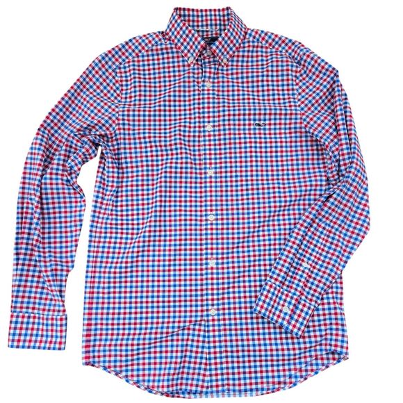 Vineyard Vines Performance Mens Small Tucker Shirt Classic Fit Stretch Gingham - Picture 3 of 9